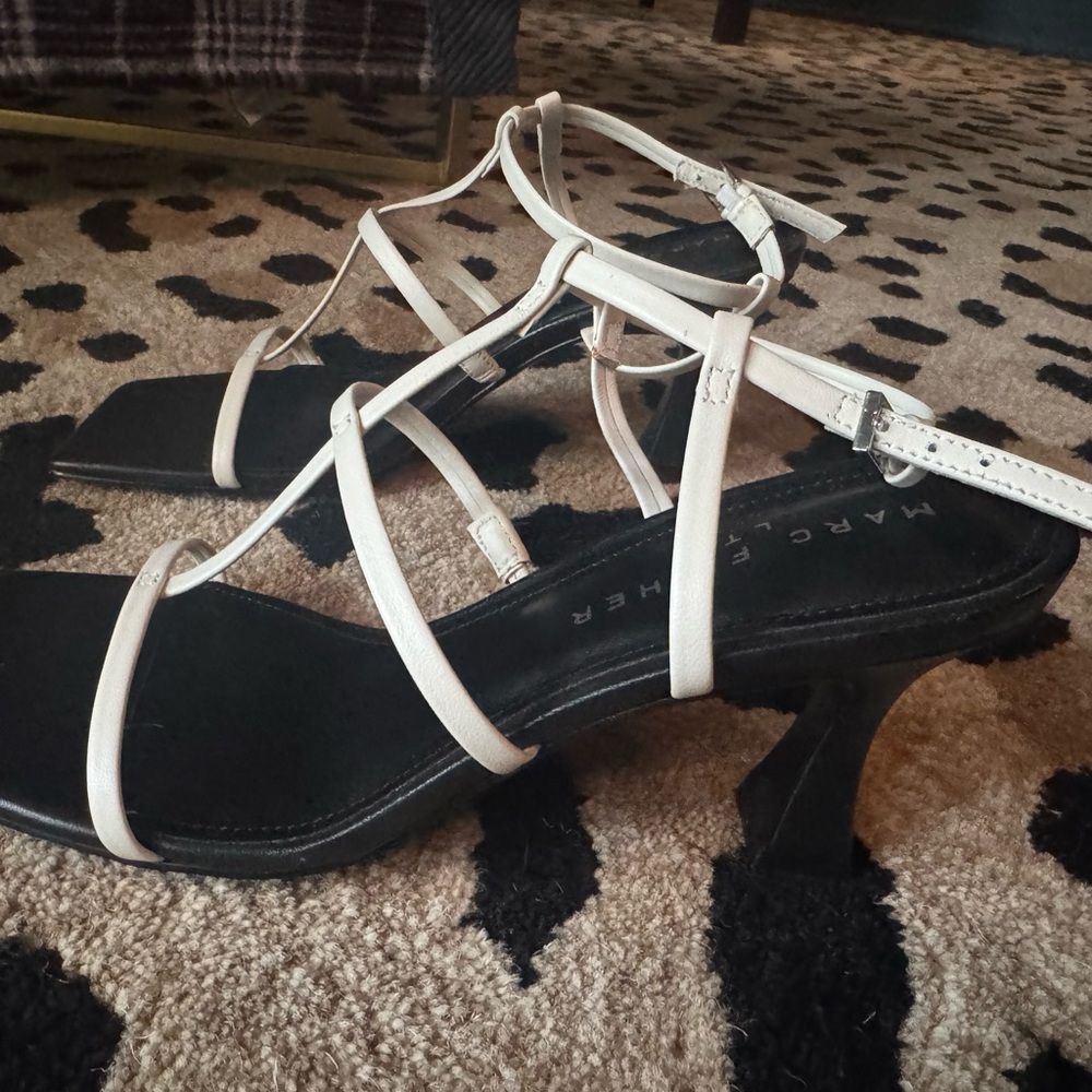 Marc Fisher Black and White Strappy Heels